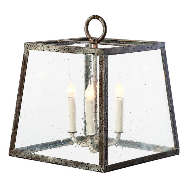 12" Box Pendant With Seeded Glass by Lowcountry Originals For Sale
