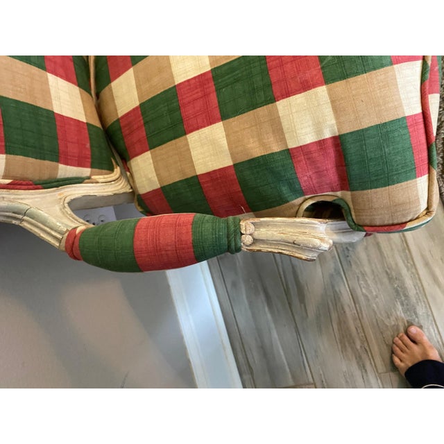 Wood Pair of Antique French Arm Chairs With Down Cushions White Paint For Sale - Image 7 of 9