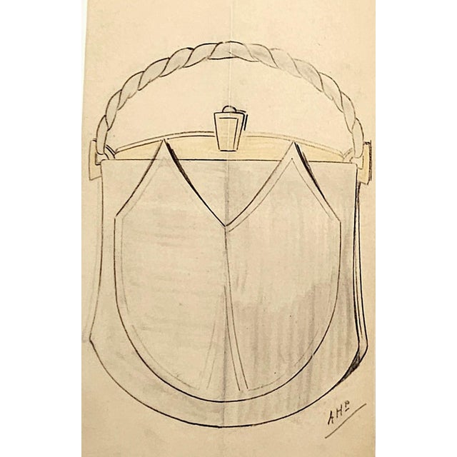 1930s Set of 3 Original French Art Deco Fashion Design Drawings-Pocketbooks, Purses, Documentation For Sale - Image 5 of 8