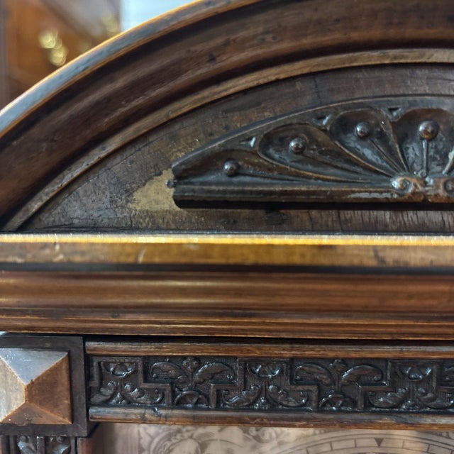 Victorian Chiming Mantle Clock with Key and Pendulum For Sale - Image 9 of 10