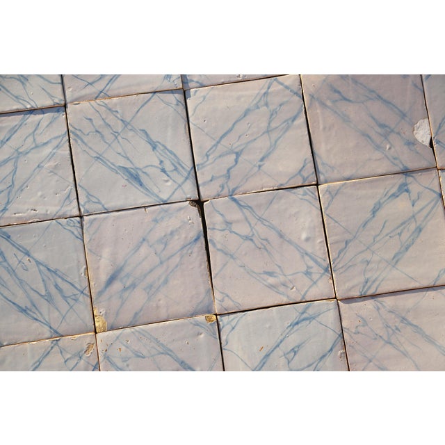 Rare Set of 31 Antique 19th Century Portuguese Tiles Blue & White Faux Marble For Sale - Image 15 of 18