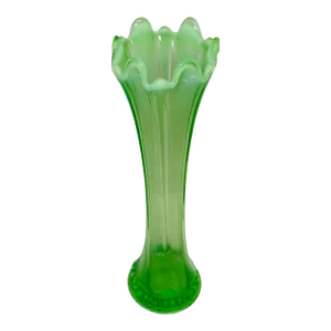 Vintage Northwood Green Opalescent Swung Vase