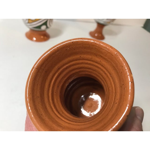 Late 20th Century Panama Tera Cotta Hand Painted Vases - Set of 3 For Sale - Image 6 of 13