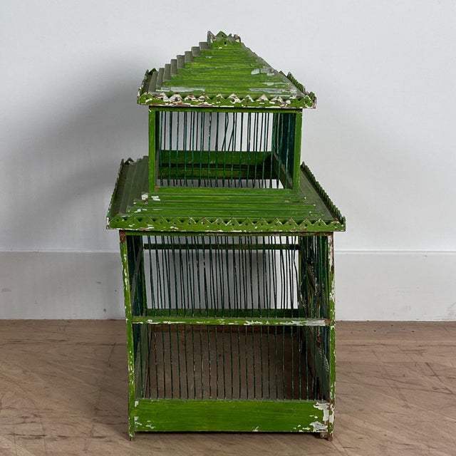 1900 - 1909 Green Painted Bird Cage, South East Asia Circa 1900 For Sale - Image 5 of 5