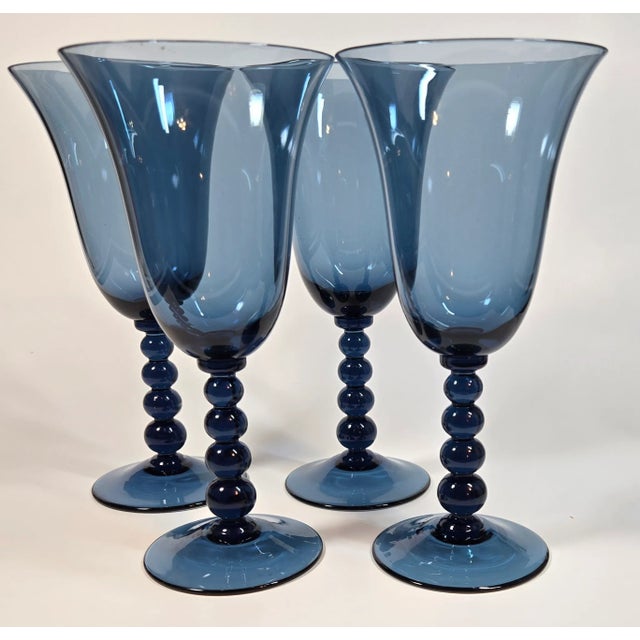 Vintage Candlewick Blue Goblet- Set of Four For Sale - Image 10 of 10