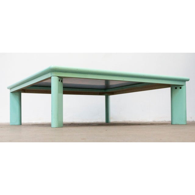 Tan Vintage Square Coffee Table, 1980s For Sale - Image 8 of 10
