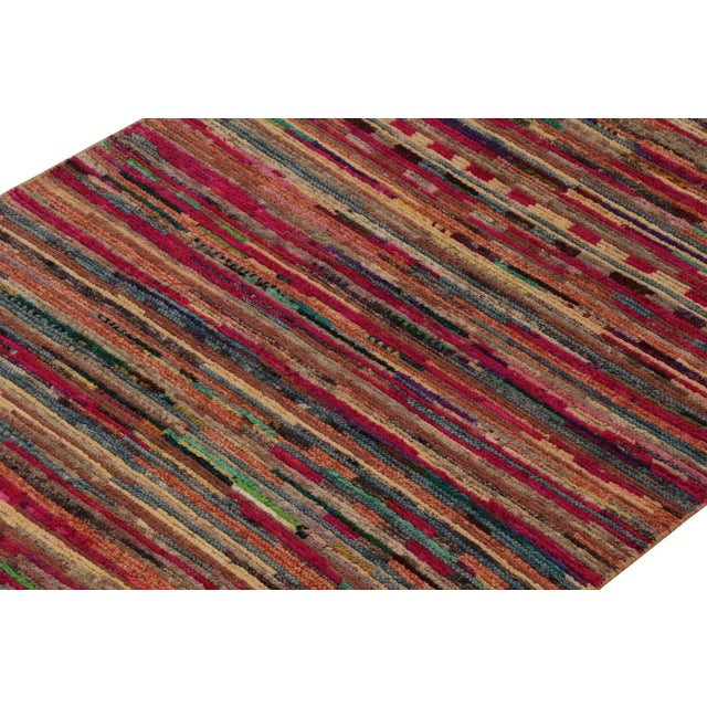 Rug & Kilim Rug & Kilim’s Moroccan Style Rug in Pink With Polychromatic Stripes For Sale - Image 4 of 8