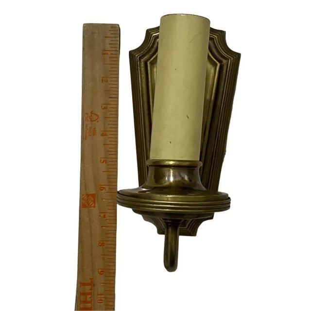 1950s Mid-Century Colonial Revival Brass Wall Sconces a Pair For Sale - Image 5 of 9