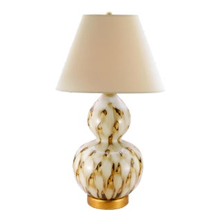 Bunny Williams Home Small Pheasant Feather Lamp, Brown with Gold Base For Sale