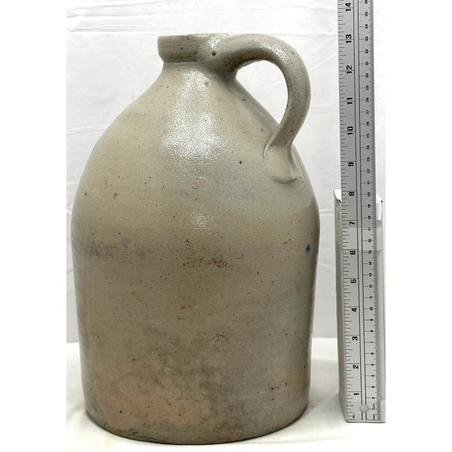 Very Nice Blue Color Hand Decorated Antique American 2 Gallon Size Stoneware Jug - Circa 1870s For Sale - Image 17 of 18