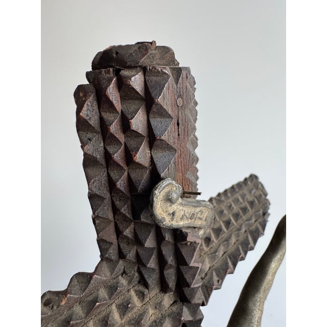 Brown Antique Tramp Art Crucifix, Early 20th Century For Sale - Image 8 of 12