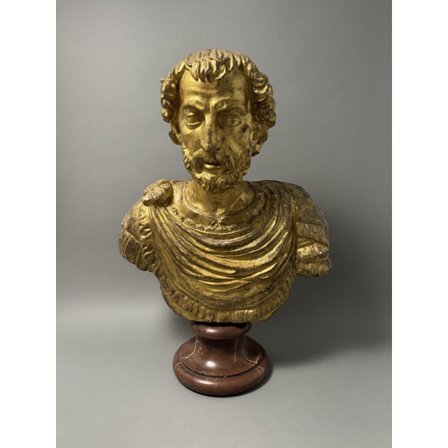 17th Century Bust of the Roman Emperor Marcus Aurelius, Late 17th Century, Wood For Sale - Image 5 of 13