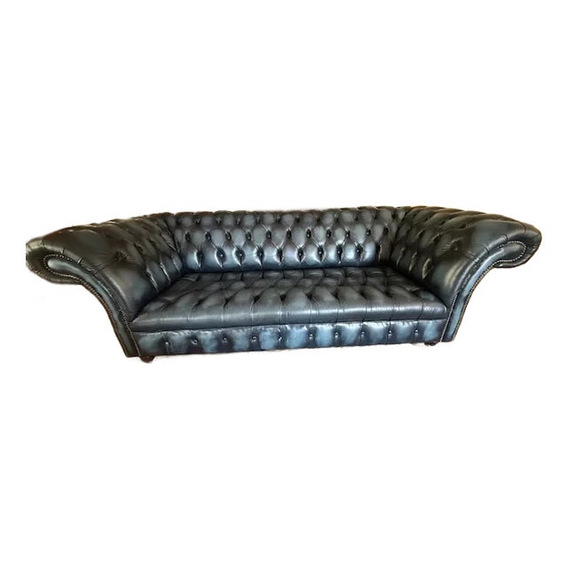 Mid 20th Century English Leather "Chesterfield" Sofa For Sale