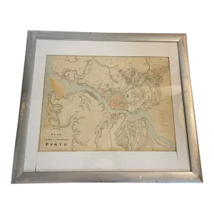 Plan of the Town and Environs of Porto 1832 Map, Framed