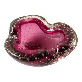 Murano Glass Barbini Amethyst Bubble Ashtray For Sale