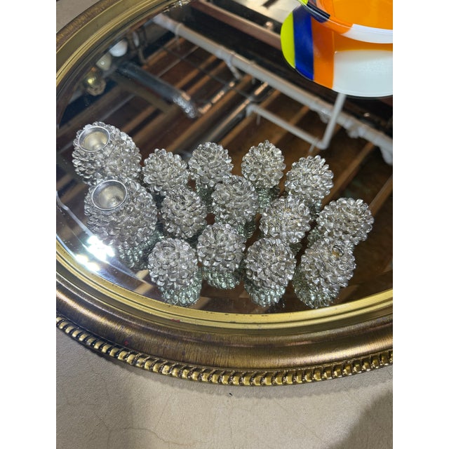 Vintage Department 56 Silver-Plated Acorn Tabletop Set – 12 Place Card Holders & 2 Taper Candle - 14 pcs For Sale - Image 4 of 4