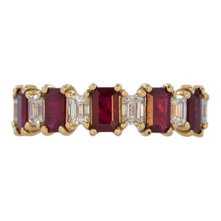 Ruby and Natural Diamond Band Ring – Stylish and Trending Fine Jewelry for Women, Size 6.75 For Sale