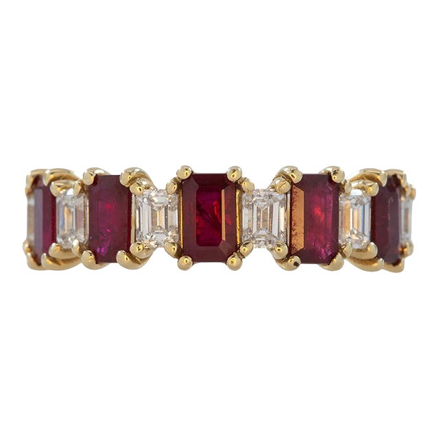 Ruby and Natural Diamond Band Ring – Stylish and Trending Fine Jewelry for Women, Size 6.75 For Sale