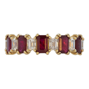 Ruby and Natural Diamond Band Ring – Stylish and Trending Fine Jewelry for Women, Size 6.75