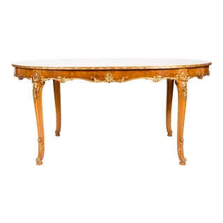 Regency Burlwood Dining Table With Gilt Design Details For Sale