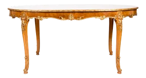Regency Burlwood Dining Table With Gilt Design Details