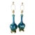 Vintage Pair of Blue Green Ceramic Table Lamps Brass Greek Key Base - a Pair For Sale