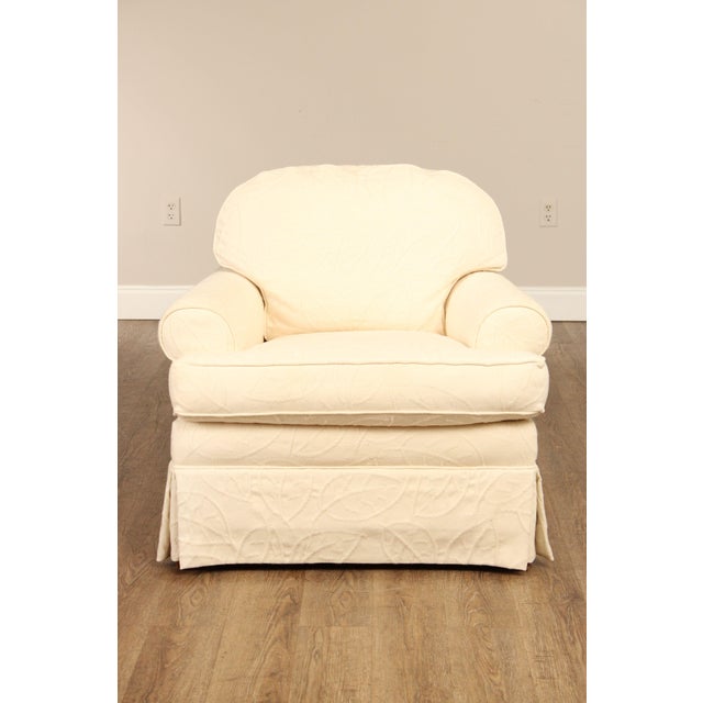 Ethan Allen Upholstered Lounge Chair and Ottoman For Sale In Philadelphia - Image 6 of 12