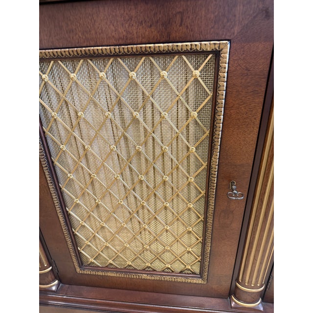 Regency Mahogany Inlaid Credenza W/Brass Grill Inset Doors For Sale - Image 12 of 18