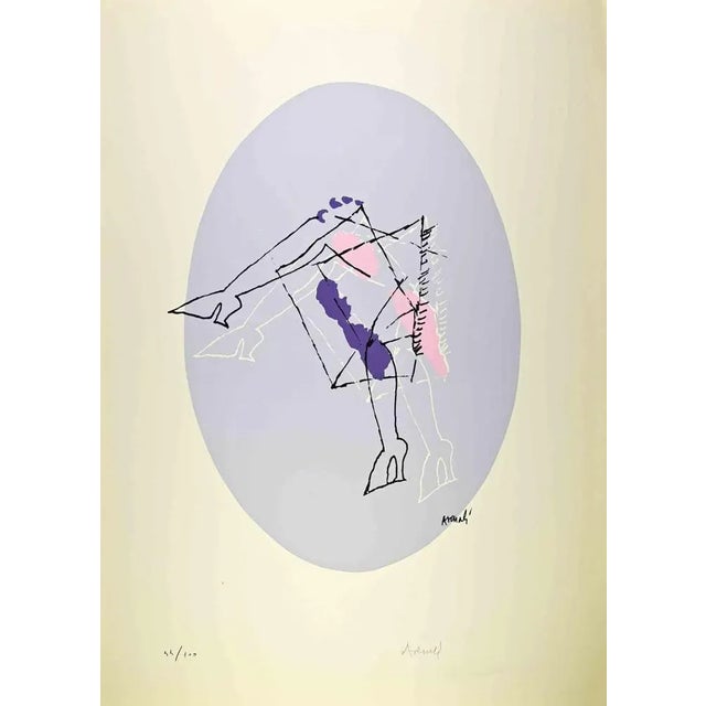 Modern Marcello Venali, Grey Oval, Lithograph, 1960 For Sale - Image 3 of 3