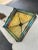 1940s Vintage Square Slag Glass Lamp With Rustic Scene For Sale - Image 11 of 12