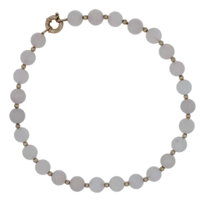 Light Pink Rose Quartz Round Circle Sphere Beads 14 Karat Yellow Gold Bead Short