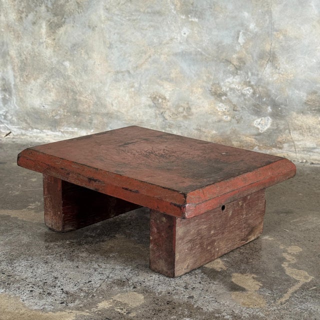Small stool, upcycled antique teak side stool, footrest. Teak stool: the wood’s natural imperfections (irregularities,...