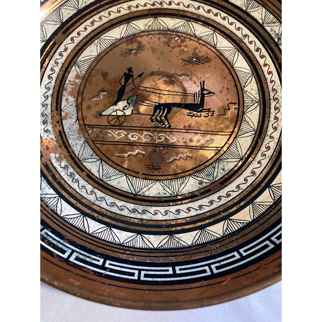 Copper Vintage Greek Key Copper Plate With Classical Chariot Motif For Sale - Image 8 of 16