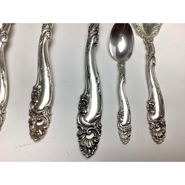1950s 1950s Decor by Gorham Sterling Silver Flatware Set for 12 Service 75 Pieces For Sale - Image 5 of 7