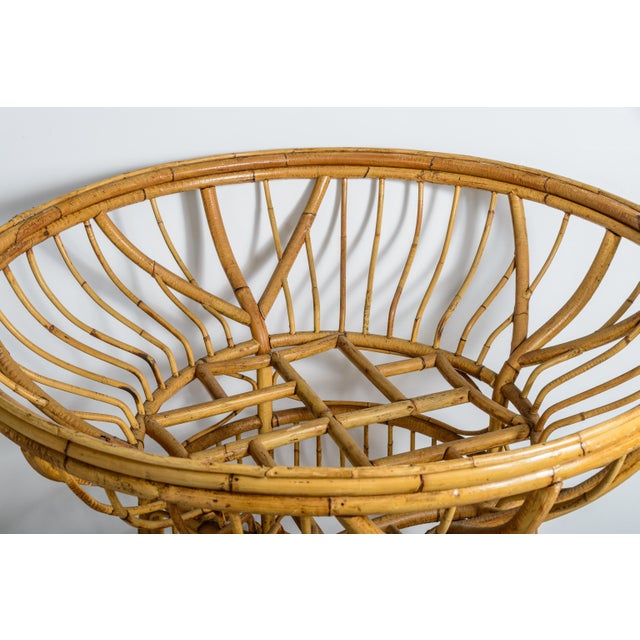 Mid Century Bamboo Rattan Center Table, Original Smoked Glass Top For Sale - Image 4 of 10