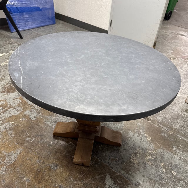 Gray Timothy Oulton for Restoration Hardware Salvaged Round Dining Table, 42 Inch For Sale - Image 8 of 12