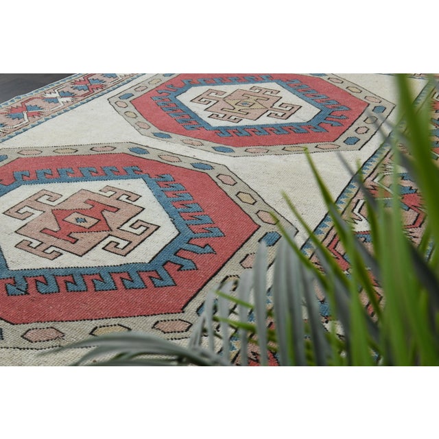 Textile Vintage Turkish Oushak Handmade Wool Cotton Red Area Rug For Sale - Image 7 of 11