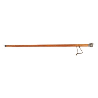 Antique Sliver Plated Handled Dogs Head Walking Stick For Sale