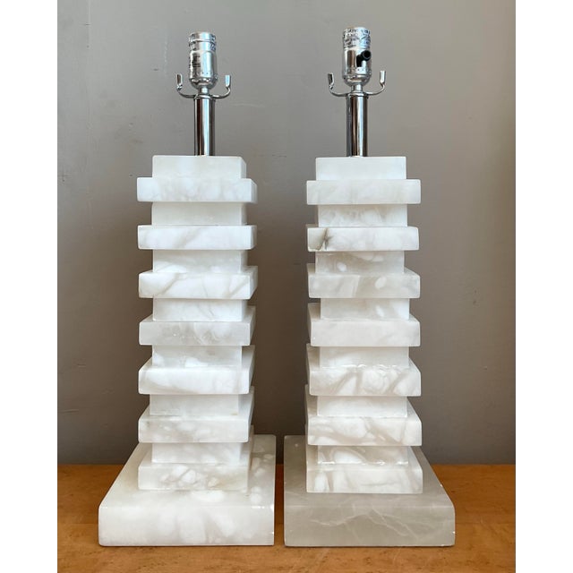 Vintage Stacked Stone Table Lamps - Pair For Sale - Image 10 of 12