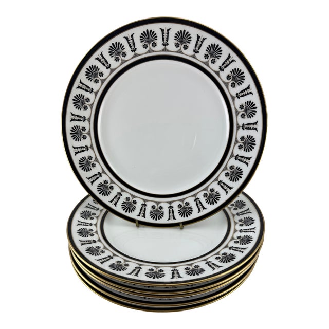 1980s Richard Ginori Ercolana Blak Dinner Plates 10 3/8" Italy - Set of 6 For Sale