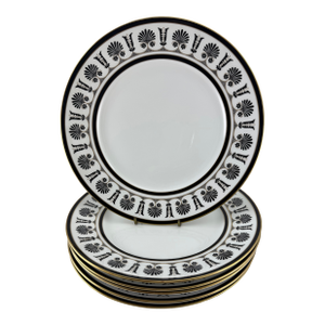 1980s Richard Ginori Ercolana Blak Dinner Plates 10 3/8" Italy - Set of 6