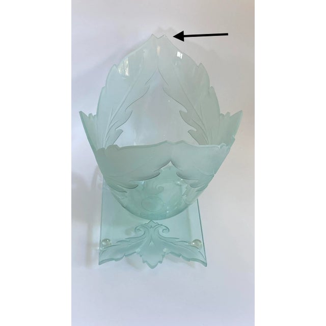 1990s Robert Guenther and George Luna Studio Art Glass Oval Bowl With Double Cut-Out Passion Leaf Design For Sale - Image 10 of 11