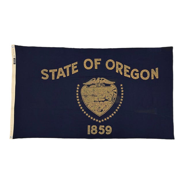 Vintage Distressed Cotton State Flag of Oregon For Sale