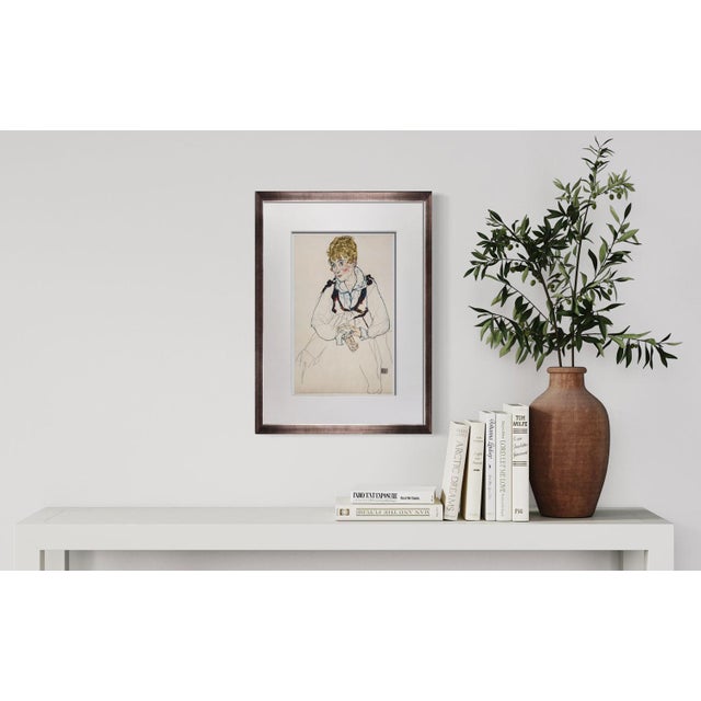 Egon Schiele Lithograph Gouache titled The Artist's Wife. 1917. Size : 50.2x35.6cm. Frame: 18x24in. It is a numbered...