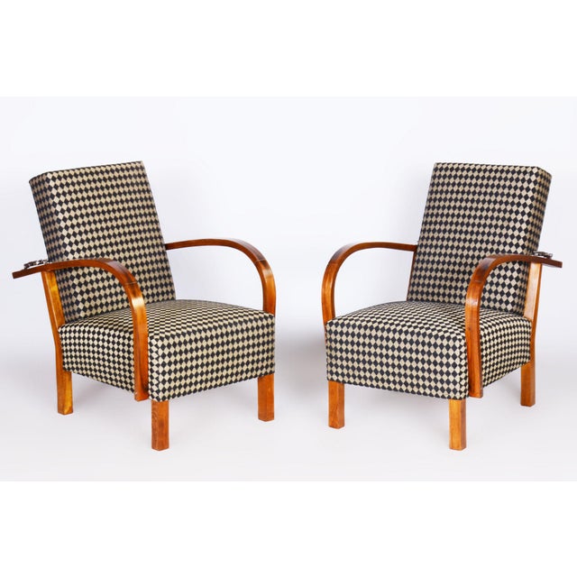 Art Deco Walnut Reclining Chairs, Czechia, 1930s, Set of 2 For Sale - Image 9 of 9