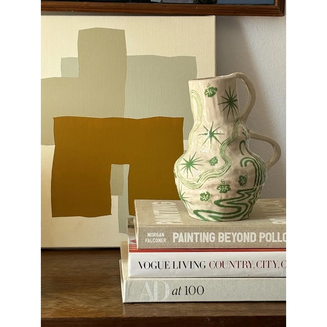 Abstract Acrylic Painting on Canvas by French Artist Caroline Leseur. Signed by Maker