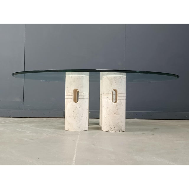 Vintage Travertine and Glass Coffee Table, 1970s For Sale - Image 3 of 18