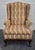 Queen Anne Vintage Queen Anne Wingback Chair Mahogany Cabriole Leg Striped Tapestry Floral For Sale - Image 3 of 15