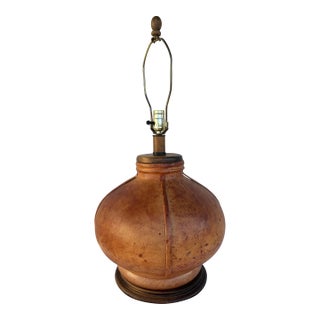 Vintage Leather Wrapped Table Lamp For Sale