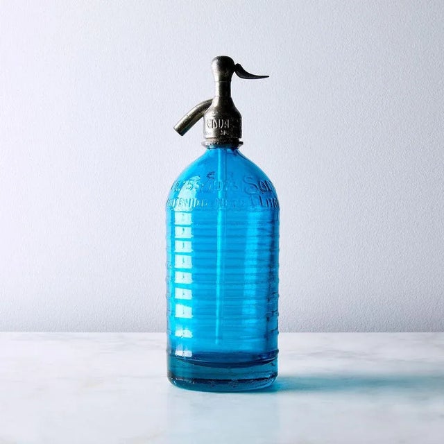 1930's Vintage Lourdes Blue Seltzer Bottle For Sale - Image 4 of 4